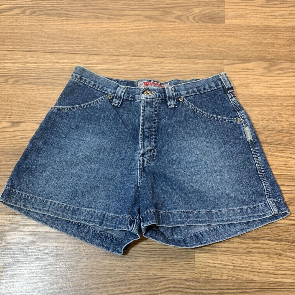 Silver Jeans Shorts Women 31 Blue Boyfriend Mid‎ Rise Distressed Denim Zip Fly